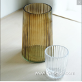 RIBBED GLASS VASE - TAUPE